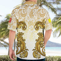 Vatican Gold Baroque Hawaiian Shirt Papal Crown & Keys Vintage Catholic