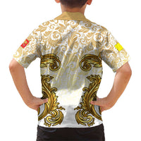 Vatican Gold Baroque Kid Hawaiian Shirt Papal Crown & Keys Vintage Catholic