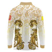 Vatican Gold Baroque Long Sleeve Polo Shirt Papal Crown & Keys Vintage Catholic