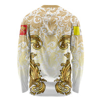 Vatican Gold Baroque Long Sleeve Shirt Papal Crown & Keys Vintage Catholic
