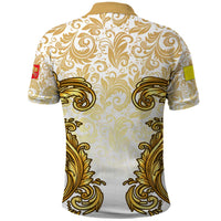 Vatican Gold Baroque Polo Shirt Papal Crown & Keys Vintage Catholic
