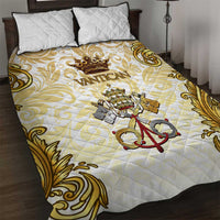 Vatican Gold Baroque Quilt Bed Set Papal Crown & Keys Vintage Catholic