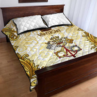 Vatican Gold Baroque Quilt Bed Set Papal Crown & Keys Vintage Catholic