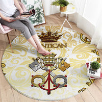 Vatican Gold Baroque Round Carpet Papal Crown & Keys Vintage Catholic