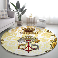Vatican Gold Baroque Round Carpet Papal Crown & Keys Vintage Catholic