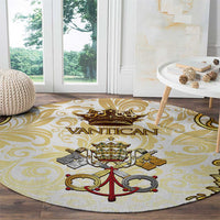 Vatican Gold Baroque Round Carpet Papal Crown & Keys Vintage Catholic