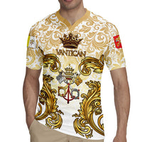 Vatican Gold Baroque Rugby Jersey Papal Crown & Keys Vintage Catholic