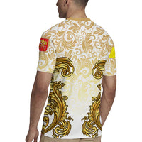 Vatican Gold Baroque Rugby Jersey Papal Crown & Keys Vintage Catholic