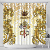 Vatican Gold Baroque Shower Curtain Papal Crown & Keys Vintage Catholic
