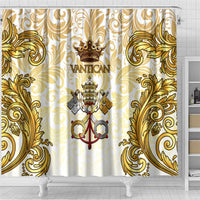 Vatican Gold Baroque Shower Curtain Papal Crown & Keys Vintage Catholic