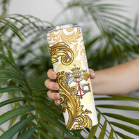 Vatican Gold Baroque Skinny Tumbler Papal Crown & Keys Vintage Catholic