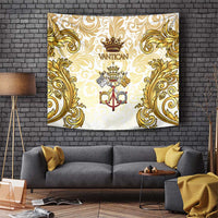 Vatican Gold Baroque Tapestry Papal Crown & Keys Vintage Catholic
