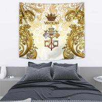Vatican Gold Baroque Tapestry Papal Crown & Keys Vintage Catholic