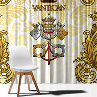 Vatican Gold Baroque Window Curtain Papal Crown & Keys Vintage Catholic