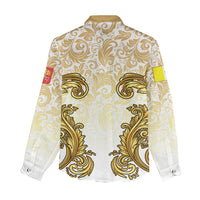 Vatican Gold Baroque Women Casual Shirt Papal Crown & Keys Vintage Catholic