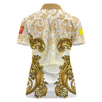 Vatican Gold Baroque Women Polo Shirt Papal Crown & Keys Vintage Catholic