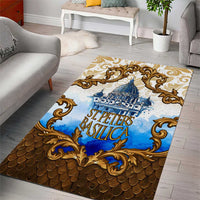 Vatican Baroque Area Rug St. Peter’s Basilica & Catholic Flag Gold Ornate