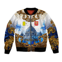 Vatican Baroque Bomber Jacket St. Peter’s Basilica & Catholic Flag Gold Ornate