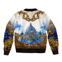 Vatican Baroque Bomber Jacket St. Peter’s Basilica & Catholic Flag Gold Ornate