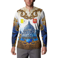 Vatican Baroque Button Sweatshirt St. Peter’s Basilica & Catholic Flag Gold Ornate