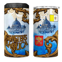 Vatican Baroque 4 in 1 Can Cooler Tumbler St. Peter’s Basilica & Catholic Flag Gold Ornate
