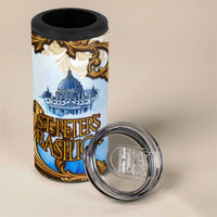 Vatican Baroque 4 in 1 Can Cooler Tumbler St. Peter’s Basilica & Catholic Flag Gold Ornate