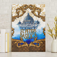 Vatican Baroque Canvas Wall Art St. Peter’s Basilica & Catholic Flag Gold Ornate