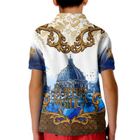 Vatican Baroque Kid Polo Shirt St. Peter’s Basilica & Catholic Flag Gold Ornate
