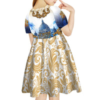 Vatican Baroque Kid Short Sleeve Dress St. Peter’s Basilica & Catholic Flag Gold Ornate
