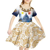 Vatican Baroque Kid Short Sleeve Dress St. Peter’s Basilica & Catholic Flag Gold Ornate