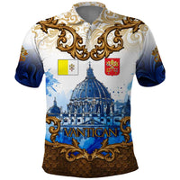 Vatican Baroque Polo Shirt St. Peter’s Basilica & Catholic Flag Gold Ornate