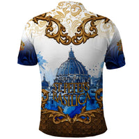 Vatican Baroque Polo Shirt St. Peter’s Basilica & Catholic Flag Gold Ornate