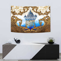Vatican Baroque Tapestry St. Peter’s Basilica & Catholic Flag Gold Ornate