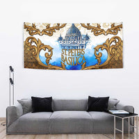 Vatican Baroque Tapestry St. Peter’s Basilica & Catholic Flag Gold Ornate