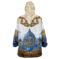 Vatican Baroque Wearable Blanket Hoodie St. Peter’s Basilica & Catholic Flag Gold Ornate