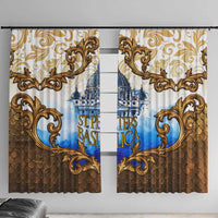 Vatican Baroque Window Curtain St. Peter’s Basilica & Catholic Flag Gold Ornate