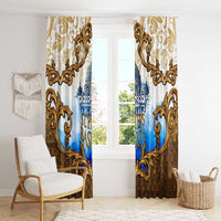 Vatican Baroque Window Curtain St. Peter’s Basilica & Catholic Flag Gold Ornate