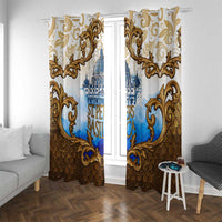 Vatican Baroque Window Curtain St. Peter’s Basilica & Catholic Flag Gold Ornate