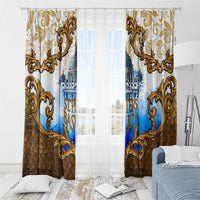 Vatican Baroque Window Curtain St. Peter’s Basilica & Catholic Flag Gold Ornate