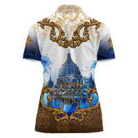Vatican Baroque Women Polo Shirt St. Peter’s Basilica & Catholic Flag Gold Ornate