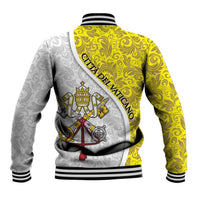 Vatican City Baseball Jacket Papal Keys & Tiara Emblem with Gold Baroque Pattern