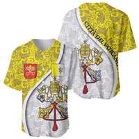 Vatican City Baseball Jersey Papal Keys & Tiara Emblem with Gold Baroque Pattern