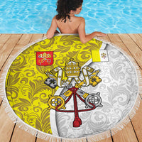 Vatican City Beach Blanket Papal Keys & Tiara Emblem with Gold Baroque Pattern