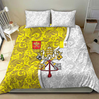 Vatican City Bedding Set Papal Keys & Tiara Emblem with Gold Baroque Pattern