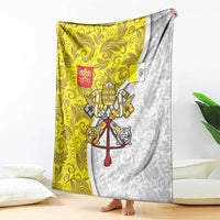 Vatican City Blanket Papal Keys & Tiara Emblem with Gold Baroque Pattern