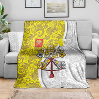 Vatican City Blanket Papal Keys & Tiara Emblem with Gold Baroque Pattern