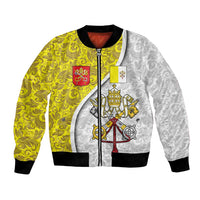 Vatican City Bomber Jacket Papal Keys & Tiara Emblem with Gold Baroque Pattern
