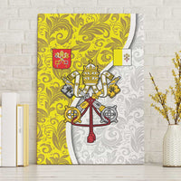 Vatican City Canvas Wall Art Papal Keys & Tiara Emblem with Gold Baroque Pattern