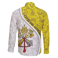 Vatican City Family Matching Long Sleeve Bodycon Dress and Hawaiian Shirt Papal Keys & Tiara Emblem with Gold Baroque Pattern