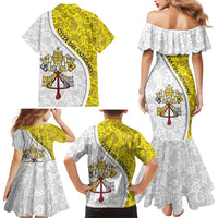 Vatican City Family Matching Mermaid Dress and Hawaiian Shirt Papal Keys & Tiara Emblem with Gold Baroque Pattern